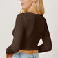 Round Neck Long Sleeve Cropped T-Shirt